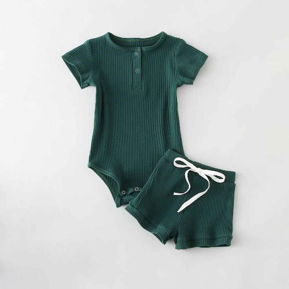 Boys Summer Short Sleeve Top & Shorts Set | Stripe & Solid Colors