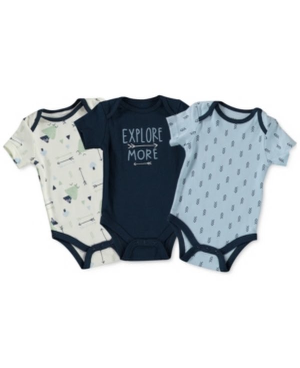 Cutie Pie Baby Boys 3-Pack Printed Bodysuits Set | 3-6 Months