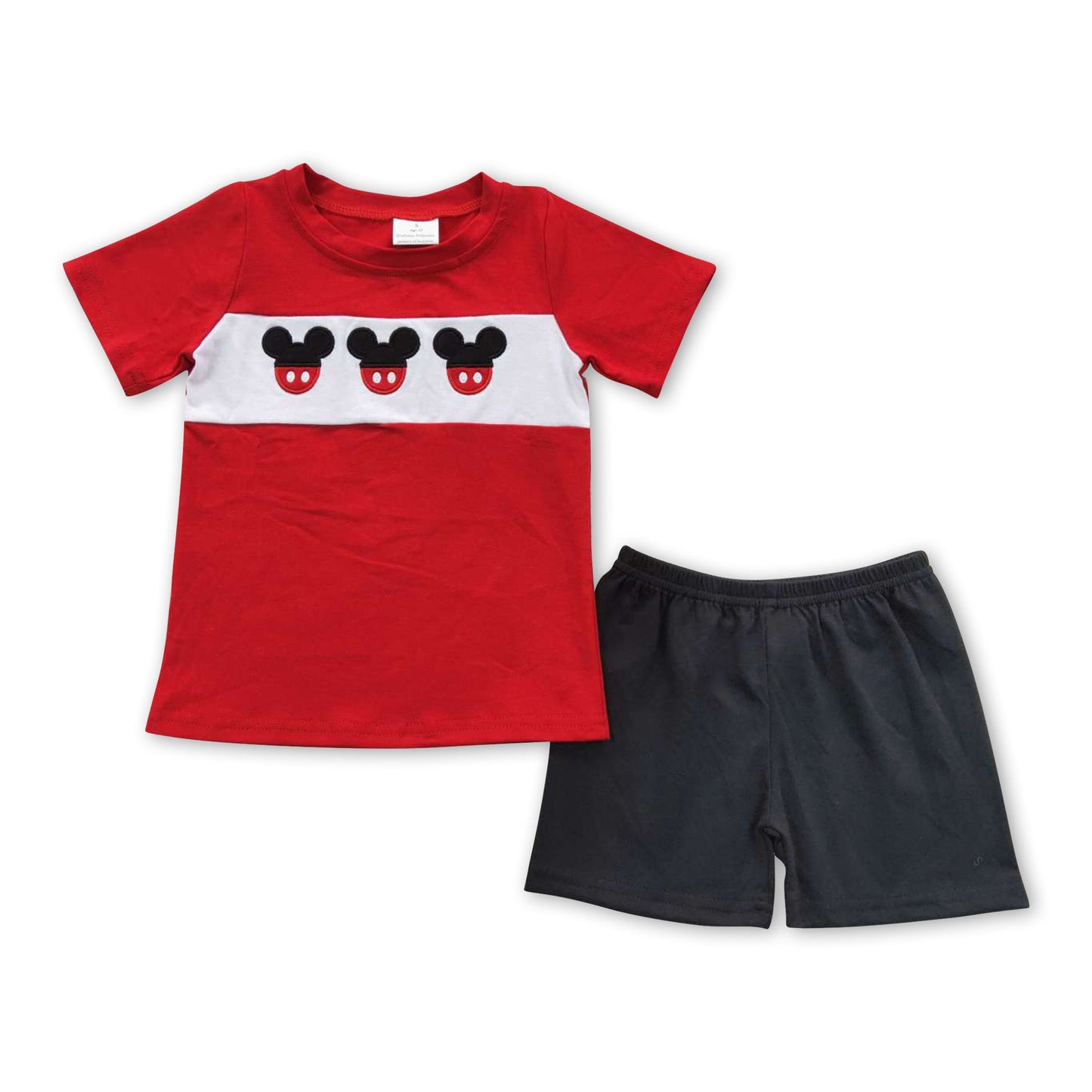 Boys Mouse Embroidery Top & Shorts Summer Set
