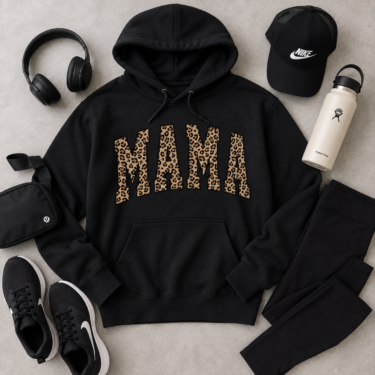 MAMA Leopard Print Graphic Hoodie | Cozy Mom Gift