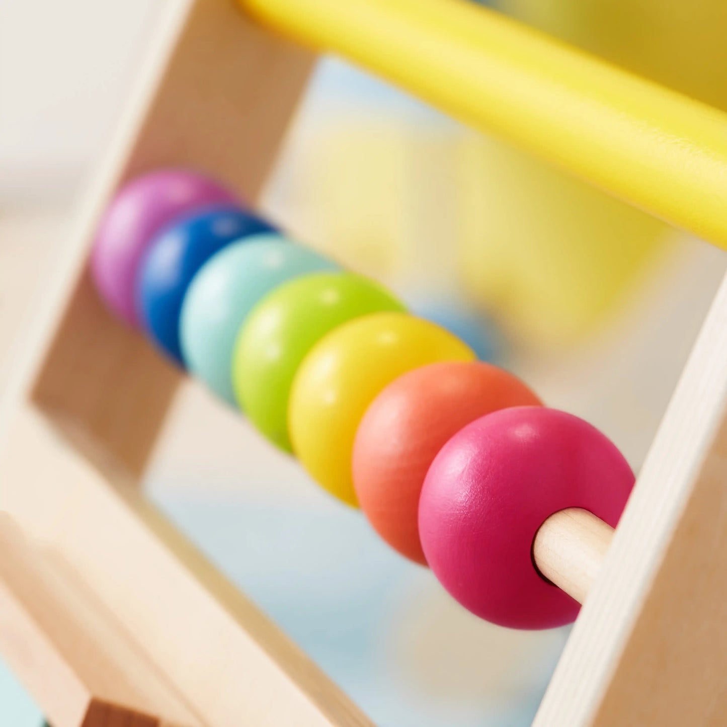 Tiny Land® Rainbow Wooden Baby Walker – Natural Wood Activity Push Toy for Toddlers