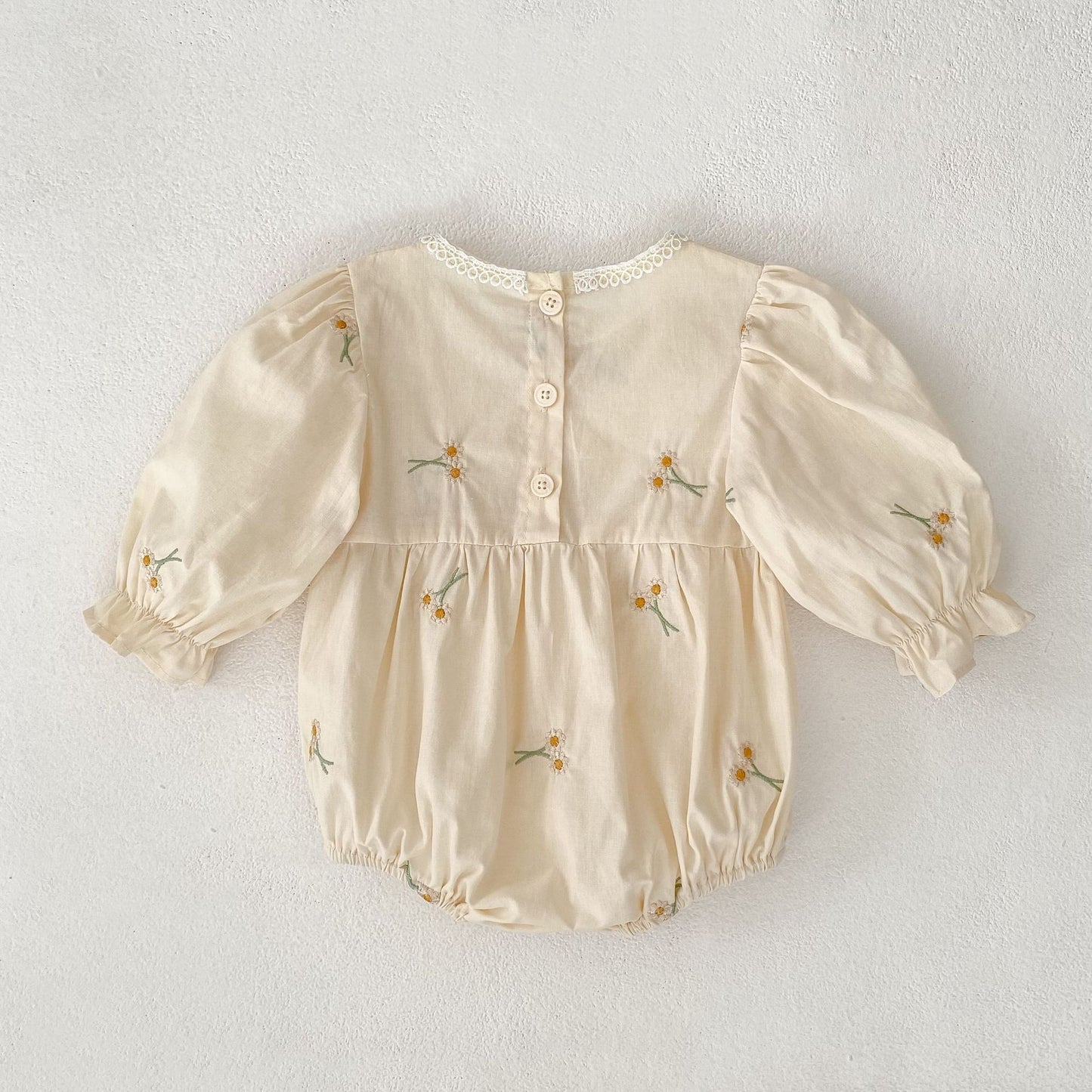 Baby Girl Floral Embroidered Bow Long-Sleeve Dress