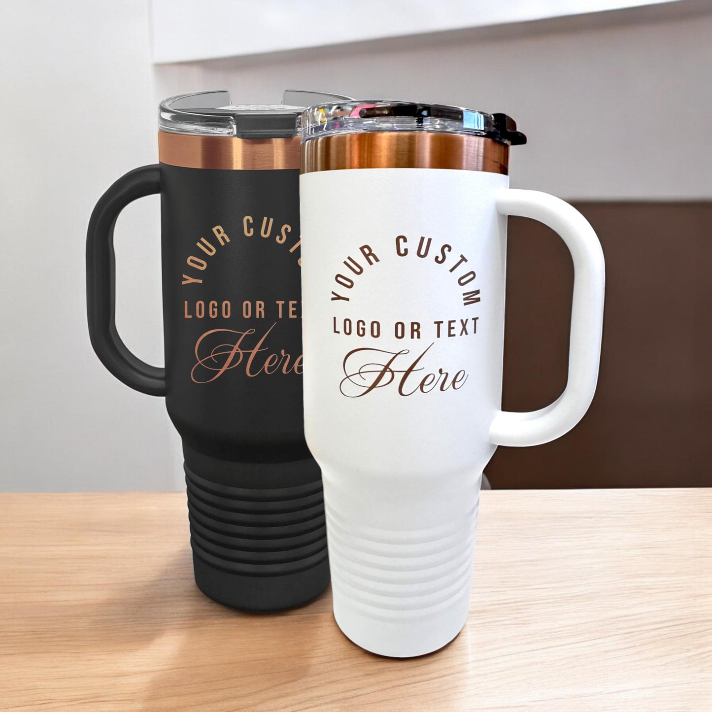 Personalized Wild Floral 40 oz Tumbler – Rose Gold Laser Engraved with Handle & Straw