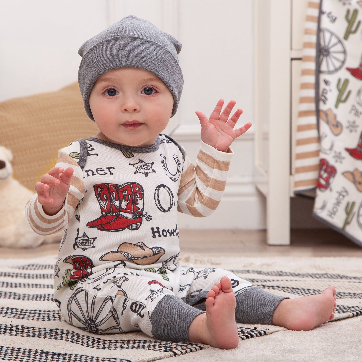 Howdy Partner Baby Boy Romper | 100% Cotton Western Cowboy One-Piece