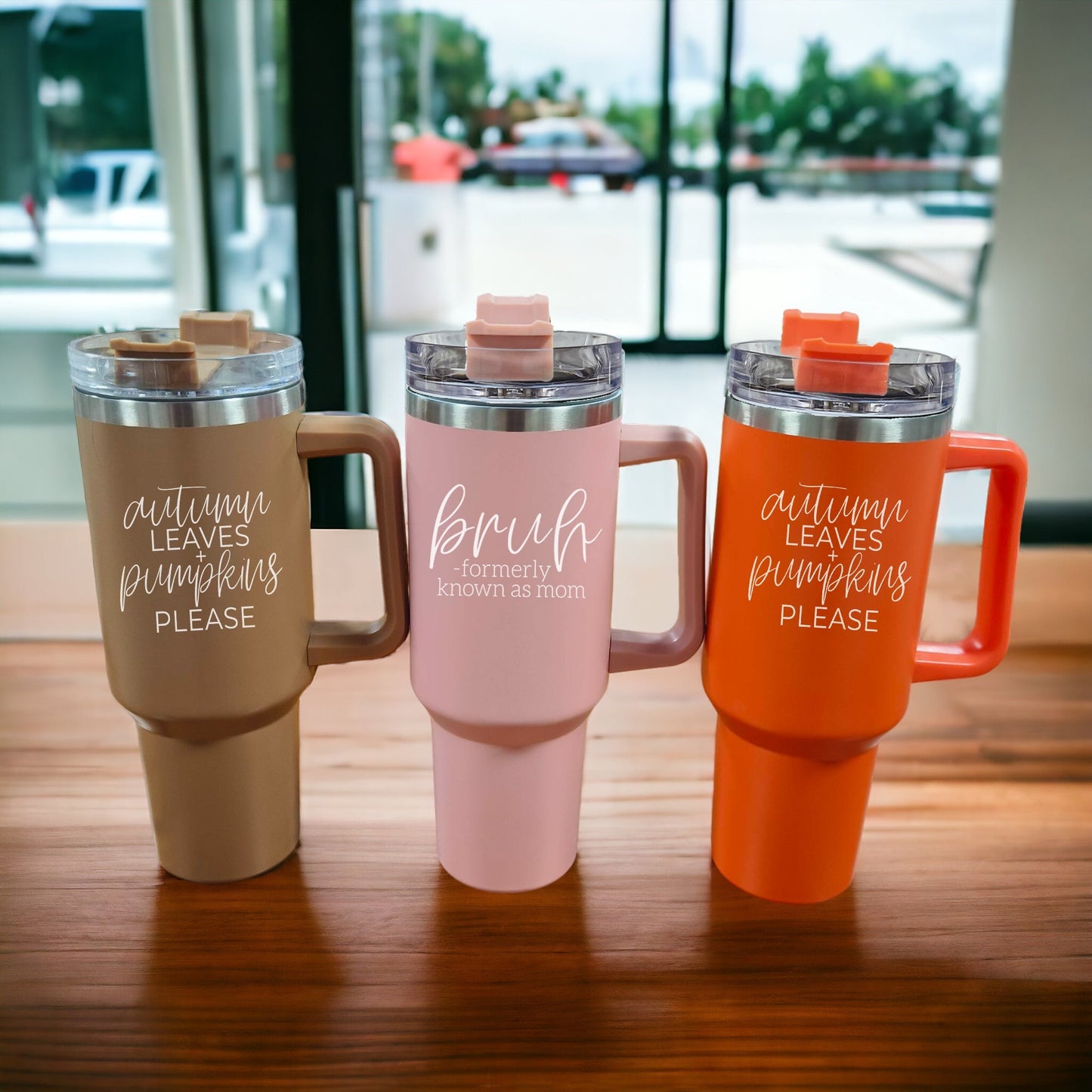 "Bruh, Formerly Known as Mom" 40oz Pink Insulated Tumbler with Handle & Straw