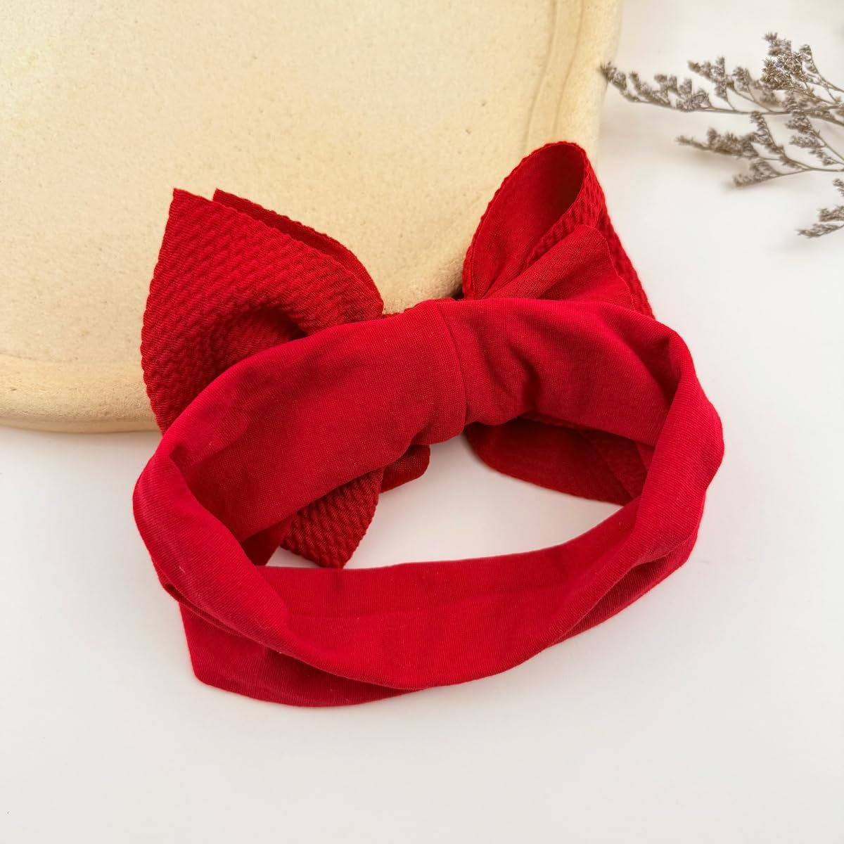 Baby Nylon Headbands Valentine'S Day Bows Stretchy Red Headbands | Stretchy Nylon Turban Headwraps,Soft Fabric,Breathable Material,Big Bows,Newborn Infant