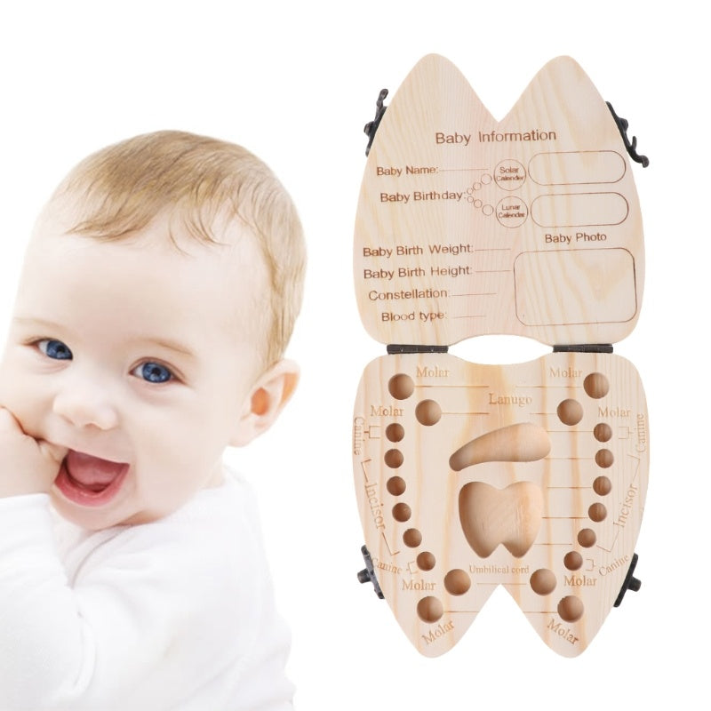 Wooden Baby Tooth Organizer Box | Deciduous Teeth Keepsake Storage