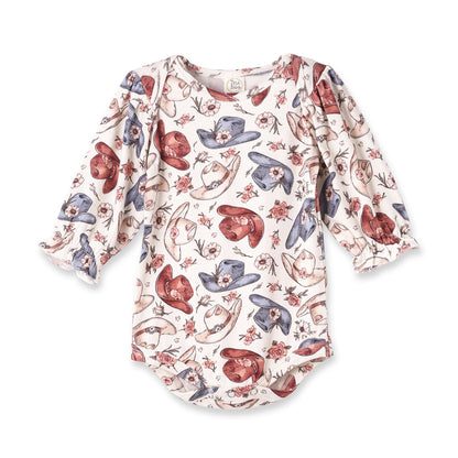 Wildflower Rodeo Cowgirl Baby Bodysuit | Soft Bamboo Long-Sleeve One-Piece