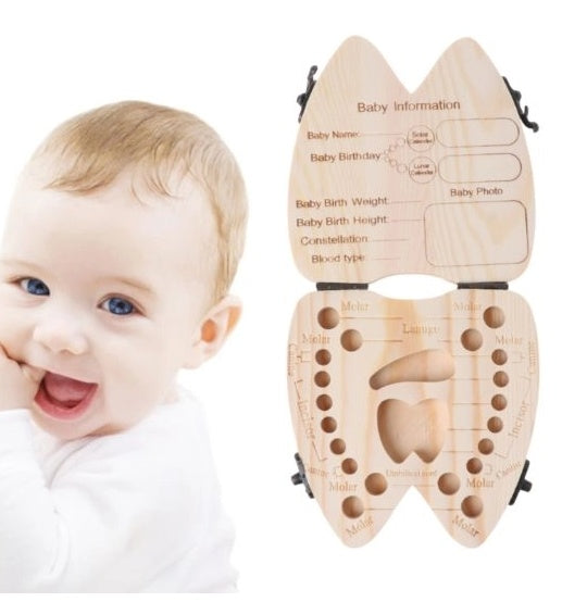 Wooden Baby Tooth Organizer Box | Deciduous Teeth Keepsake Storage