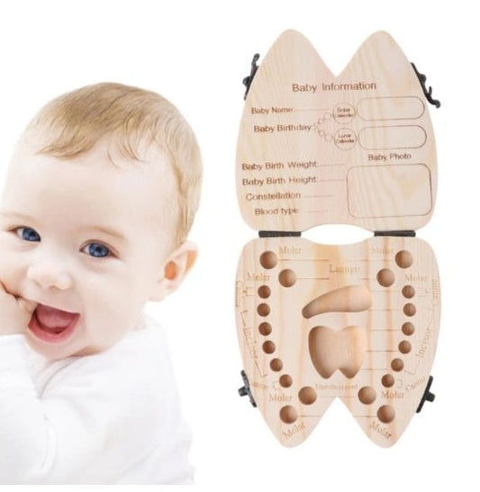 Wooden Baby Tooth Organizer Box | Deciduous Teeth Keepsake Storage