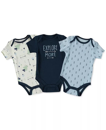 Cutie Pie Baby Boys 3-Pack Printed Bodysuits Set | 3-6 Months