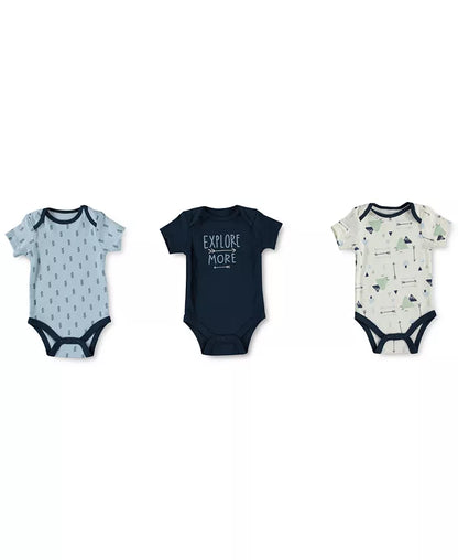 Cutie Pie Baby Boys 3-Pack Printed Bodysuits Set | 3-6 Months