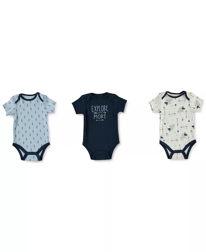 Cutie Pie Baby Boys 3-Pack Printed Bodysuits Set | 3-6 Months