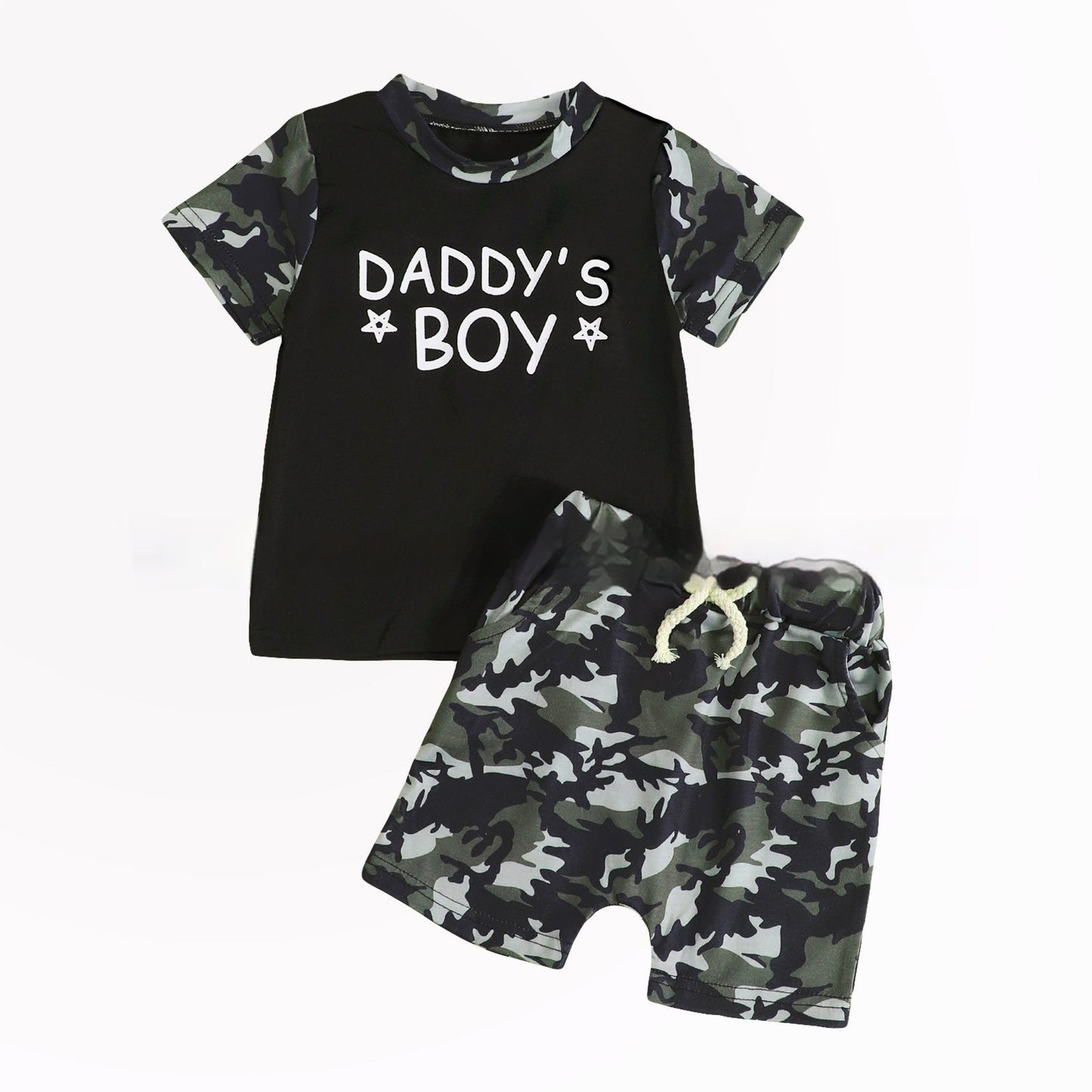 Boys' Camo Print T-Shirt & Shorts Set (2-Piece)