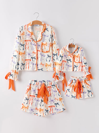 Halloween Mommy & Me Bow Print Pajama Set