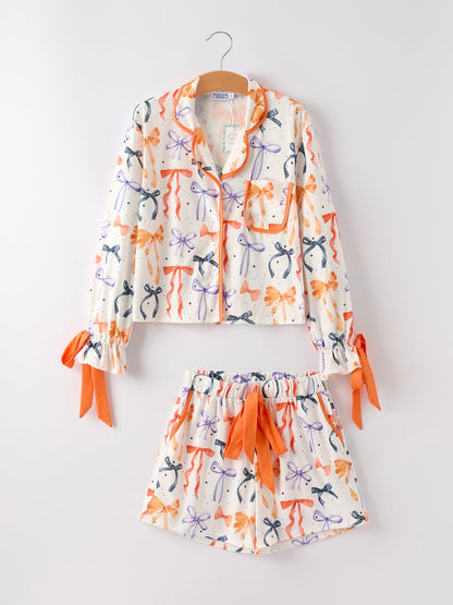 Halloween Mommy & Me Bow Print Pajama Set