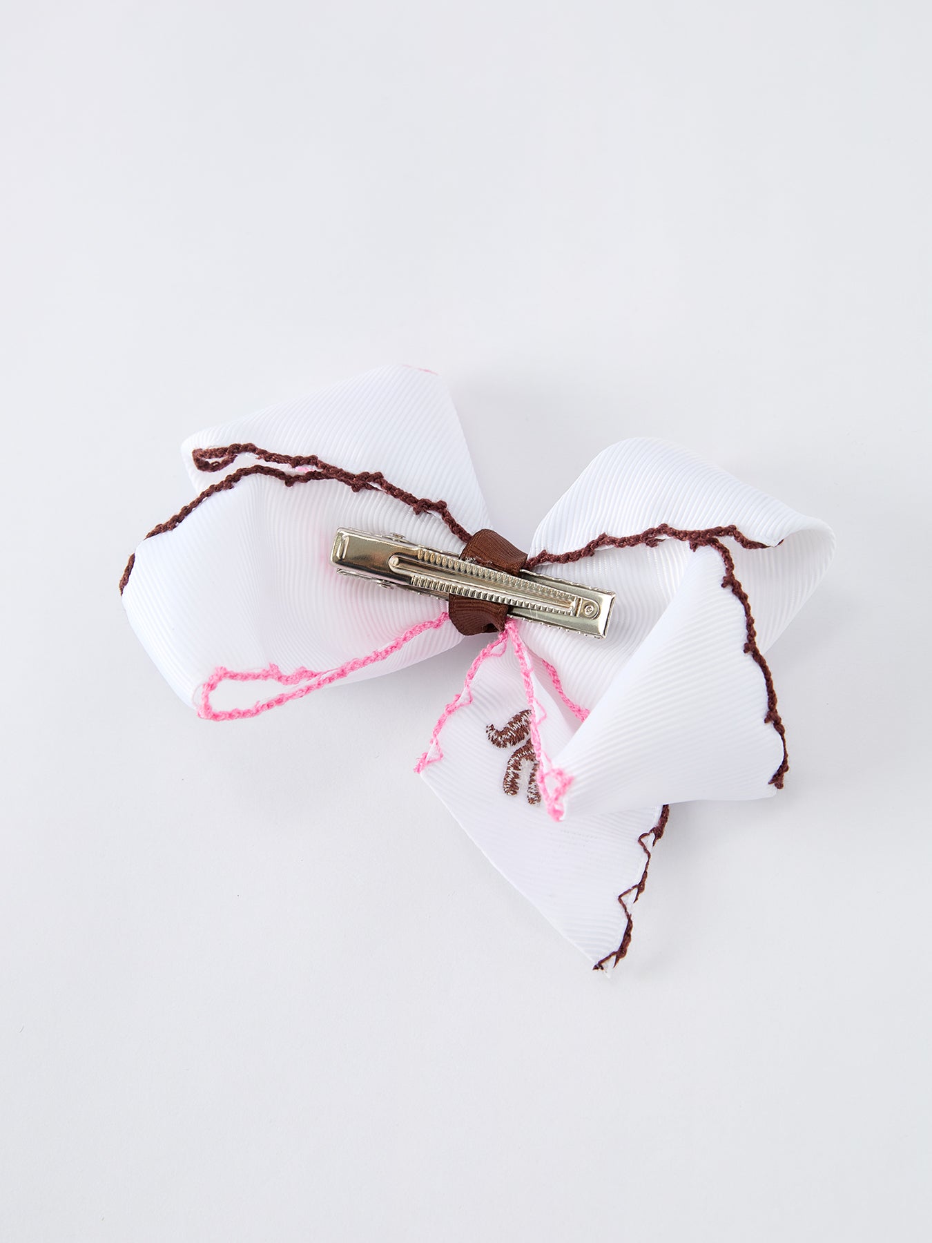 Girls Western Horse Embroidered Bow Hair Clip | 4-Inch Ruffle Edge