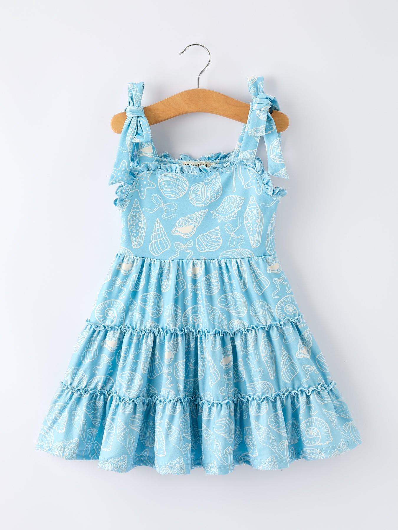 Girls Ocean Seashell Print Tie-Strap Tiered Dress | Spring & Summer
