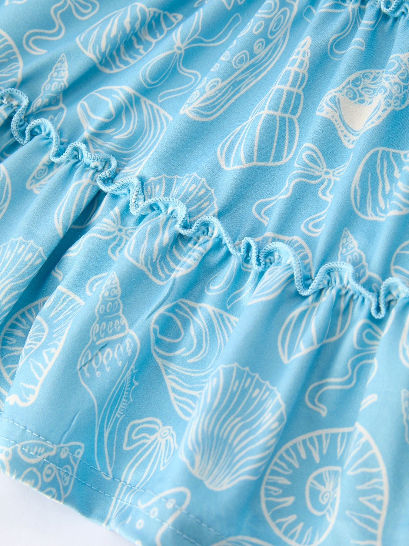 Girls Ocean Seashell Print Tie-Strap Tiered Dress | Spring & Summer