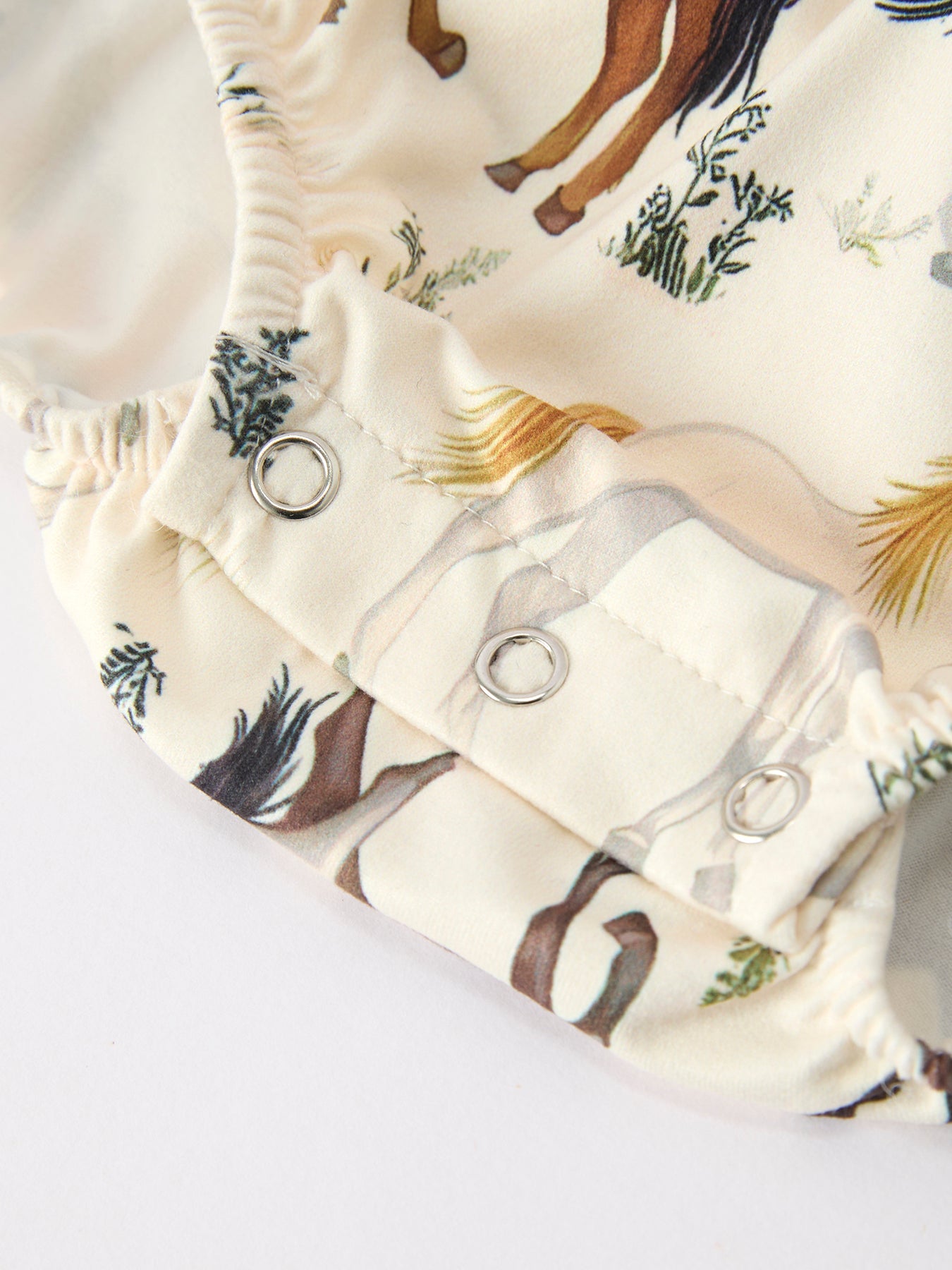 Baby Girls Western Horse Print Ruffle Bow Romper | Long Sleeve