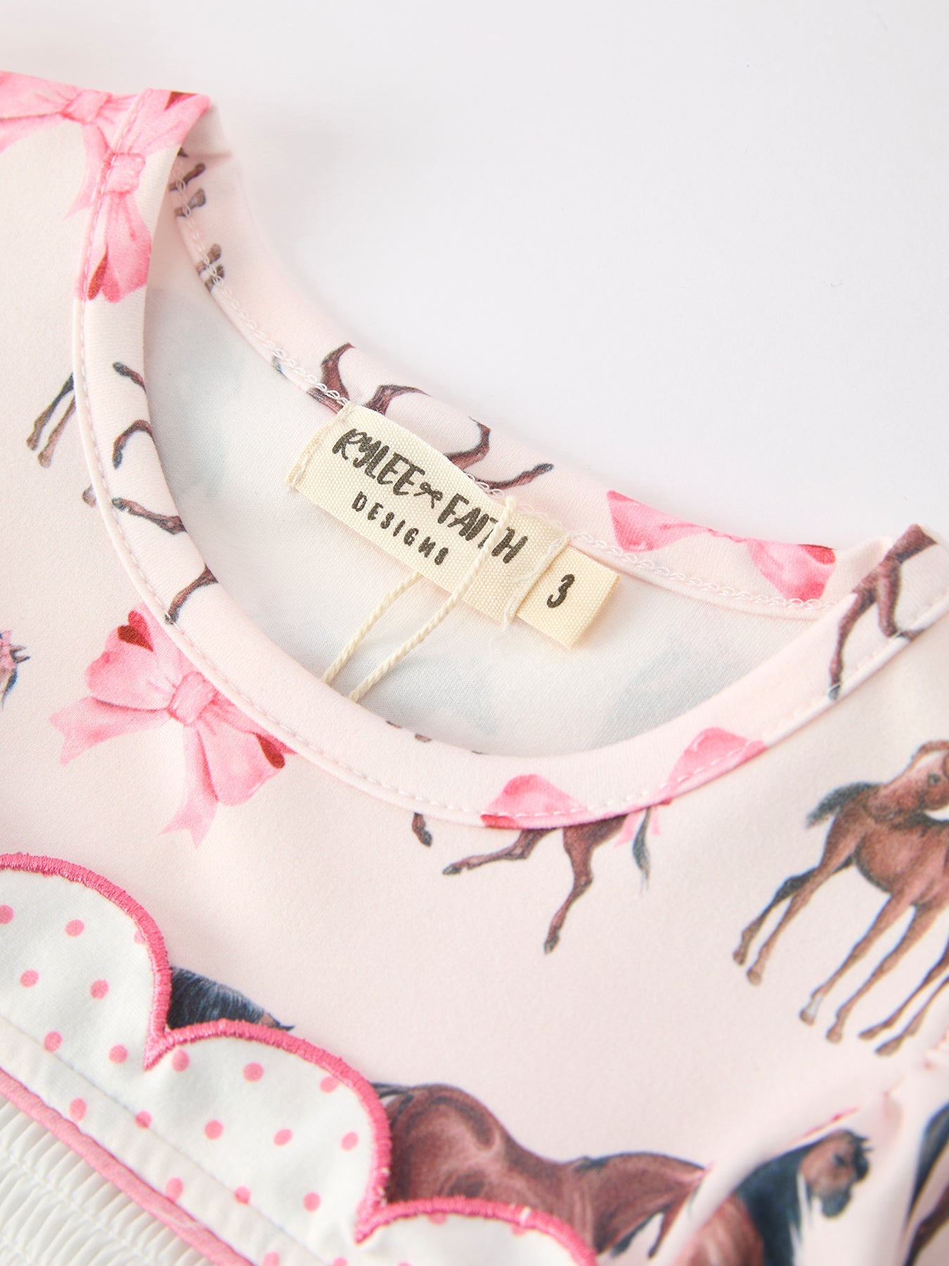 Girls Western Horse Smocked Dress | Pink Bow Puff Sleeve Boutique