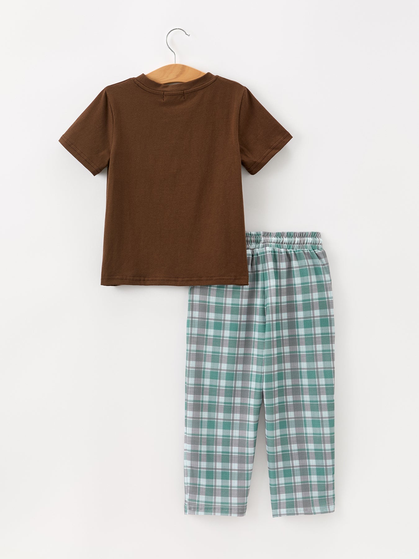 Boys' Smocked Moose Plaid Short-Sleeve Top & Pants Set