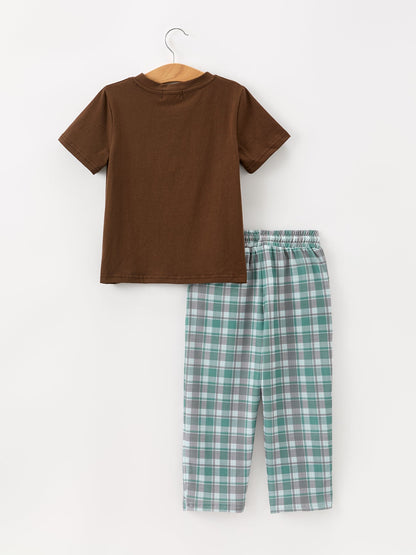 Boys' Smocked Moose Plaid Short-Sleeve Top & Pants Set
