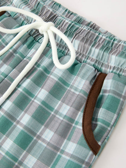 Boys' Smocked Moose Plaid Short-Sleeve Top & Pants Set