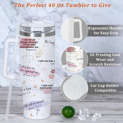 Child of God Christian Affirmation Tumbler, Religious Inspiration Gift for Christian Women, Christian Bible Verse 40 Oz Tumbler with Handle