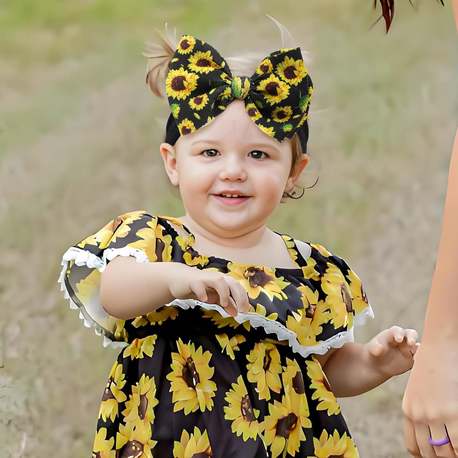 2 Pcs 6’’ Yellow Bows for Baby Girls Sunflower Girl Headbands Summer Outfits Hair Accessories for Newborn Infant Toddler Clothes