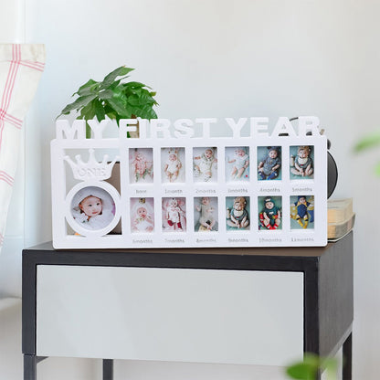 Baby Monthly Milestone Photo Frame | 12-Month First Year Keepsake Wall Display