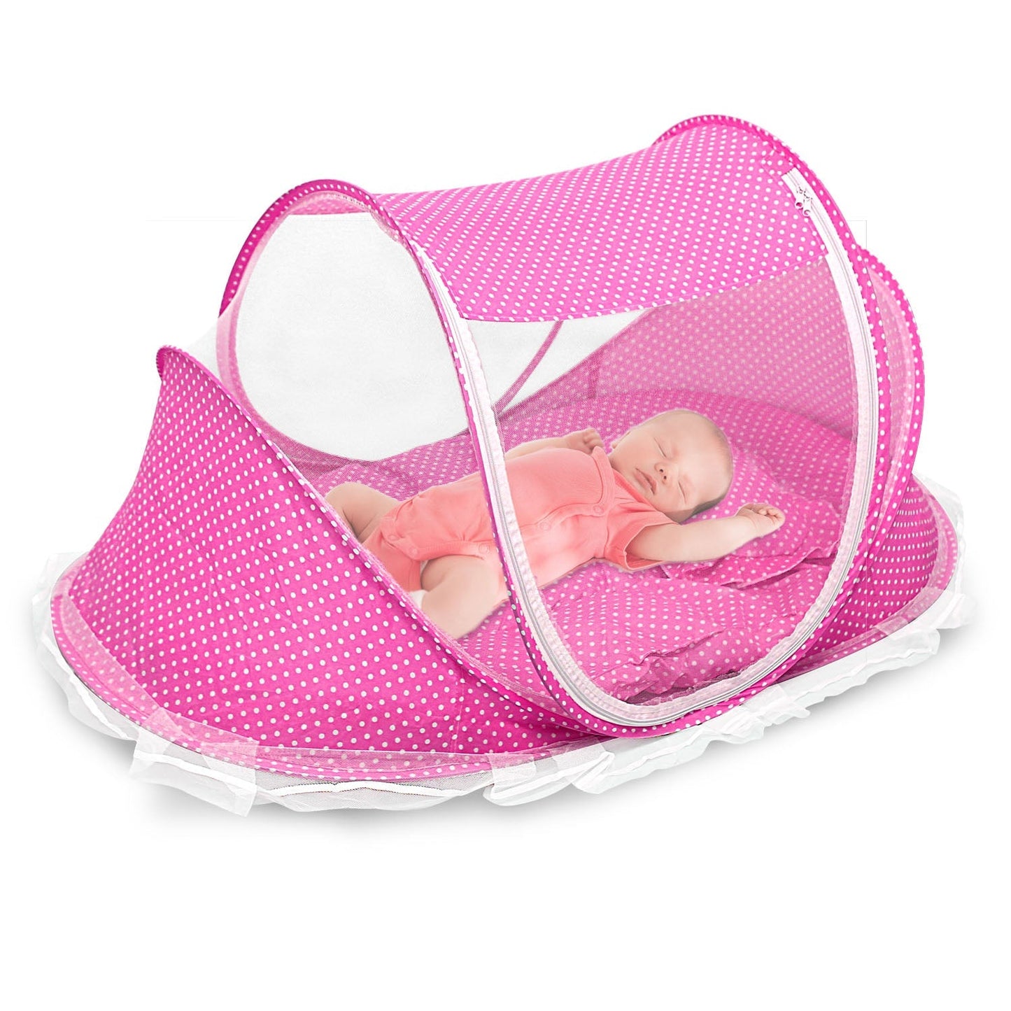 Portable Baby Travel Crib with Mosquito Net, Music Box & Mattress | Ages 0–3