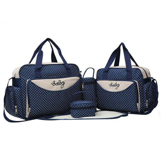 5-Piece Mommy Diaper Bag Set – Large Handbag, Stroller Bag, Bottle Holder & Changing Pad