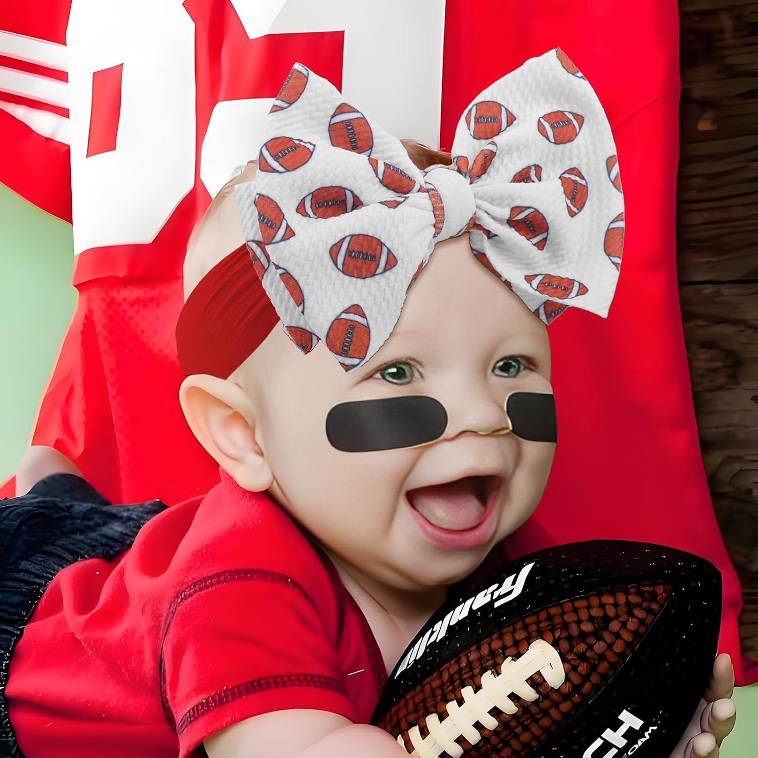 Baby Girl Football Outfit Sports Headbands for Girls Hair Bows Super Bowl Hair Accessories Newborn Toddler Headband Football Baby Clothes