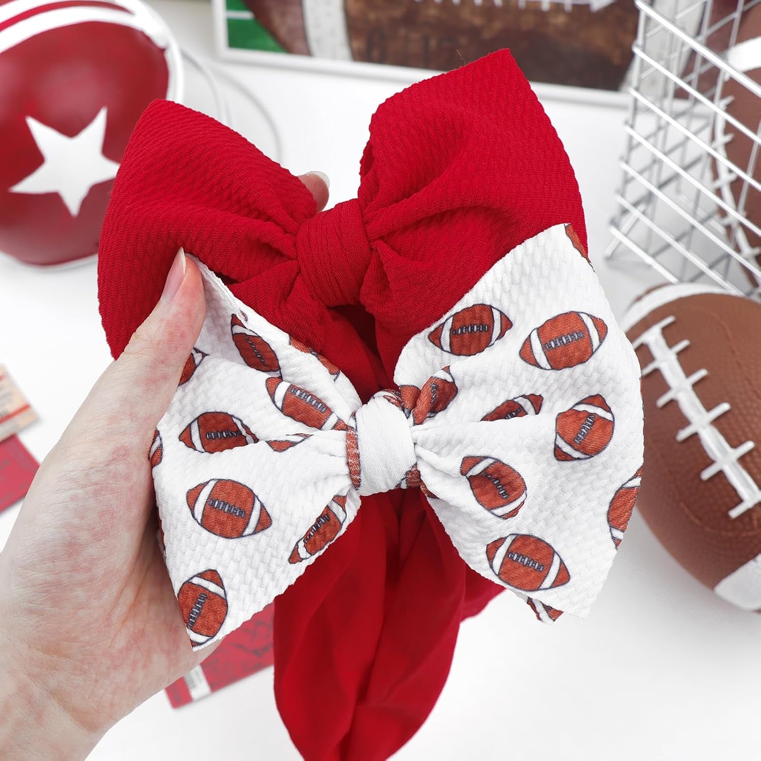 Baby Girl Football Outfit Sports Headbands for Girls Hair Bows Super Bowl Hair Accessories Newborn Toddler Headband Football Baby Clothes