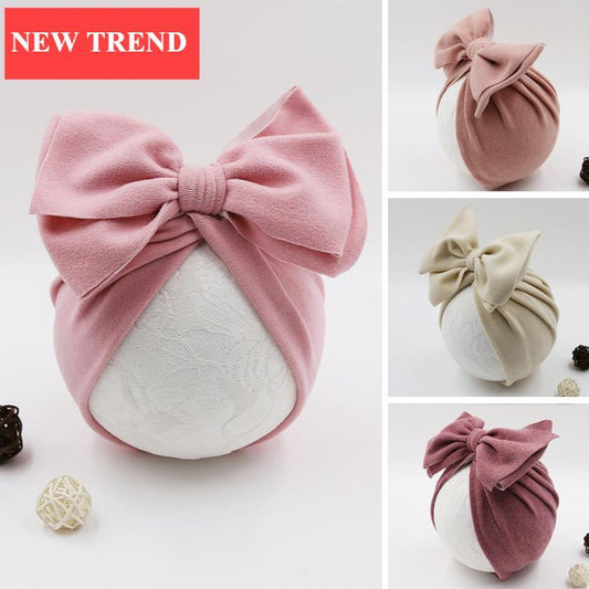 Baby Girl Bow Knot Turban Hat | Soft Newborn Beanie Cap for 4–24 Months