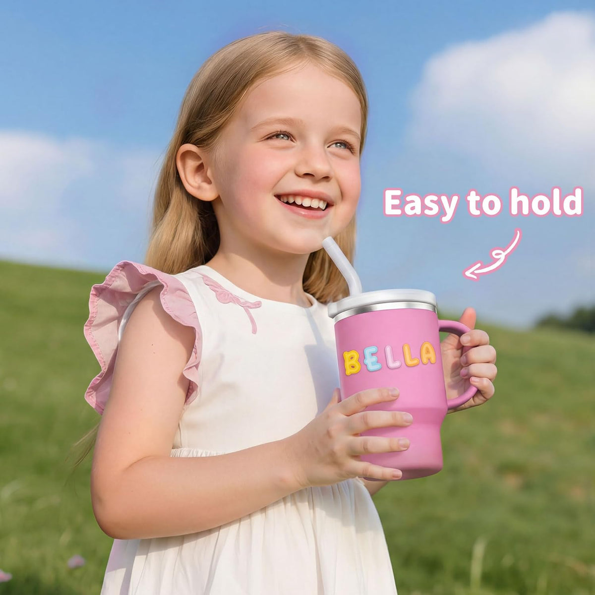 Sippy Cups for Toddlers 1-3, Spill-Proof 9Oz Stainless Steel Toddler Tumbler with Handle, Leak‑Proof Baby Straw Cups, My First Tumbler, Birthday Gifts for 1 Year Old Girls Boys, Bpa-Free, 2 Pack
