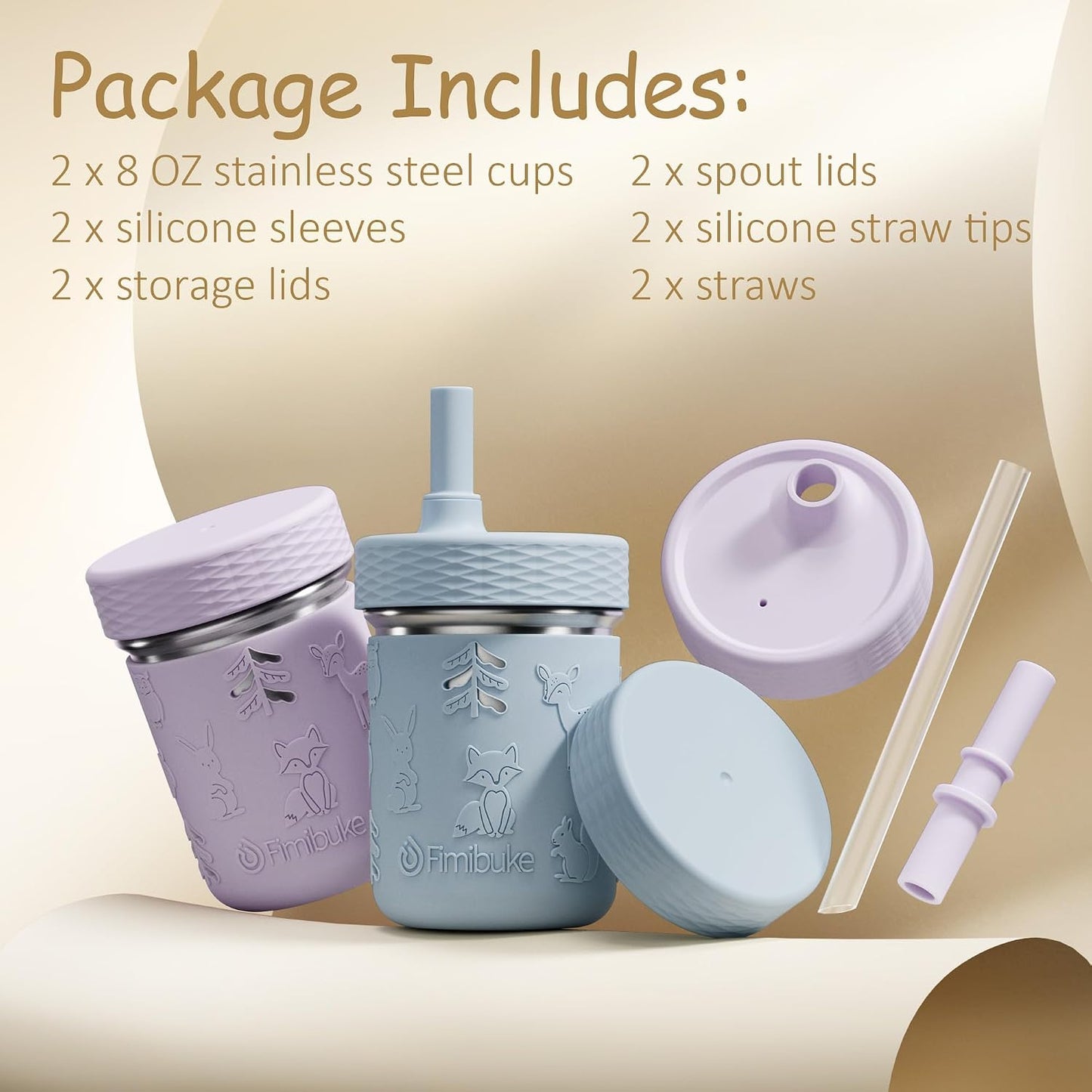 Toddler Cups Spill Proof, 8 OZ Stainless Steel Sippy Cups for Kids | Tumbler with Lid, Removable Silicone Straw & Sleeve, BPA Free Dishwasher Safe Girls Boys Water Bottle Snack Container