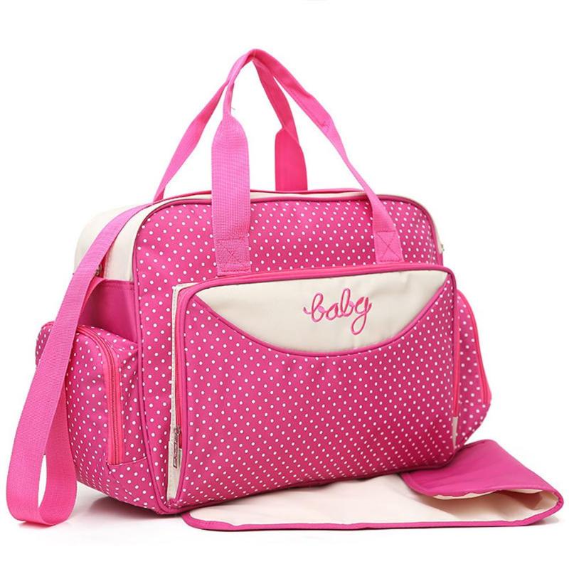 5-Piece Mommy Diaper Bag Set – Large Handbag, Stroller Bag, Bottle Holder & Changing Pad
