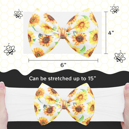 2 Pcs 6’’ Yellow Bows for Baby Girls Sunflower Girl Headbands Summer Outfits Hair Accessories for Newborn Infant Toddler Clothes