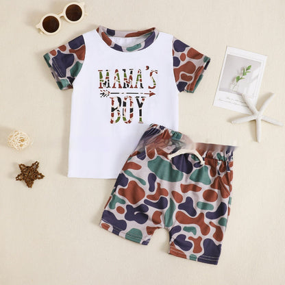 Boys' Camo Print T-Shirt & Shorts Set (2-Piece)