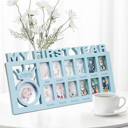 Baby Monthly Milestone Photo Frame | 12-Month First Year Keepsake Wall Display