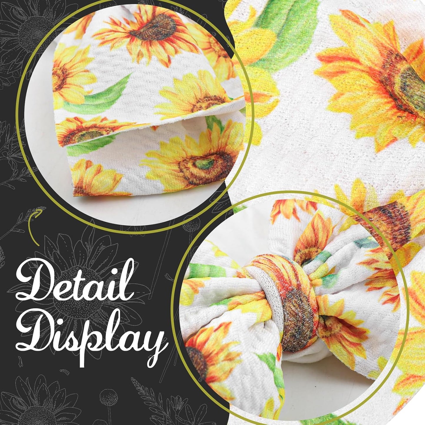 2 Pcs 6’’ Yellow Bows for Baby Girls Sunflower Girl Headbands Summer Outfits Hair Accessories for Newborn Infant Toddler Clothes