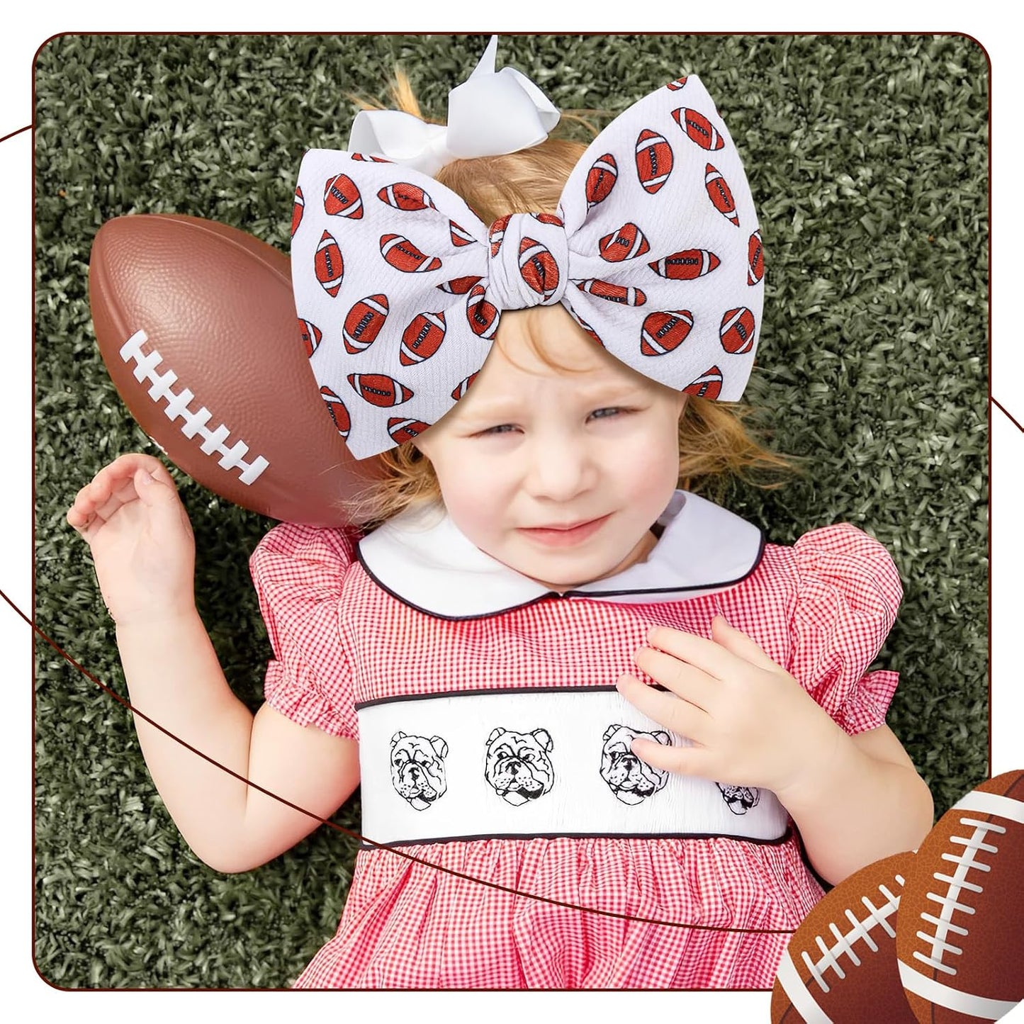 7'' Baby Girls Headbands Football Sports Bow Wide Headbands Hairbands Game Day Sports Hair Accessories Gift for Newborn Infant Toddlers Kids
