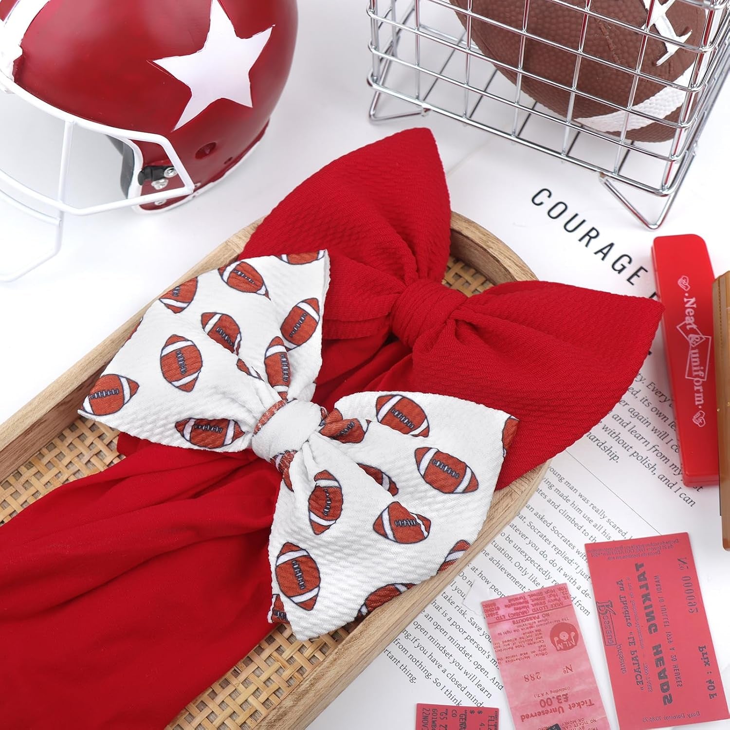 Baby Girl Football Outfit Sports Headbands for Girls Hair Bows Super Bowl Hair Accessories Newborn Toddler Headband Football Baby Clothes