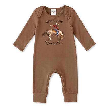 Baby Boy Western Cowboy Cotton Rib Romper | New Buckaroo