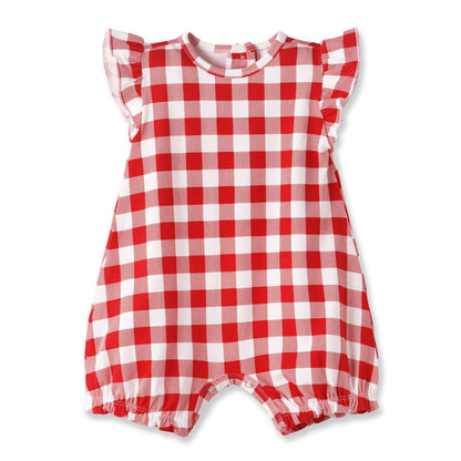 Baby Girls Picnic Plaid Bamboo Bubble Romper