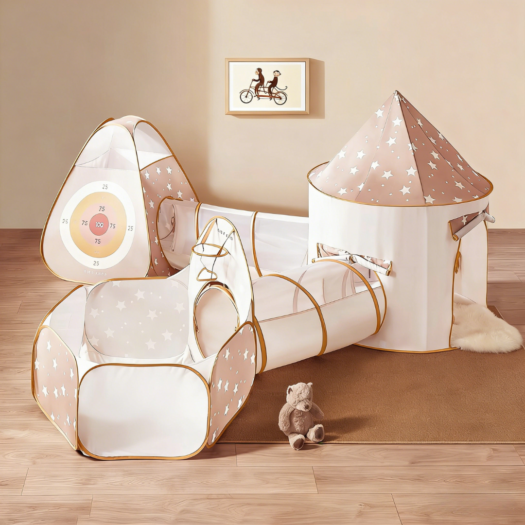Tiny Land® Discovery 5-in-1 Kids Play Tunnel – Foldable Indoor Crawl Tunnel for Toddlers