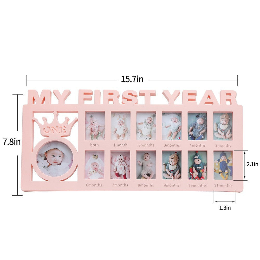 Baby Monthly Milestone Photo Frame | 12-Month First Year Keepsake Wall Display