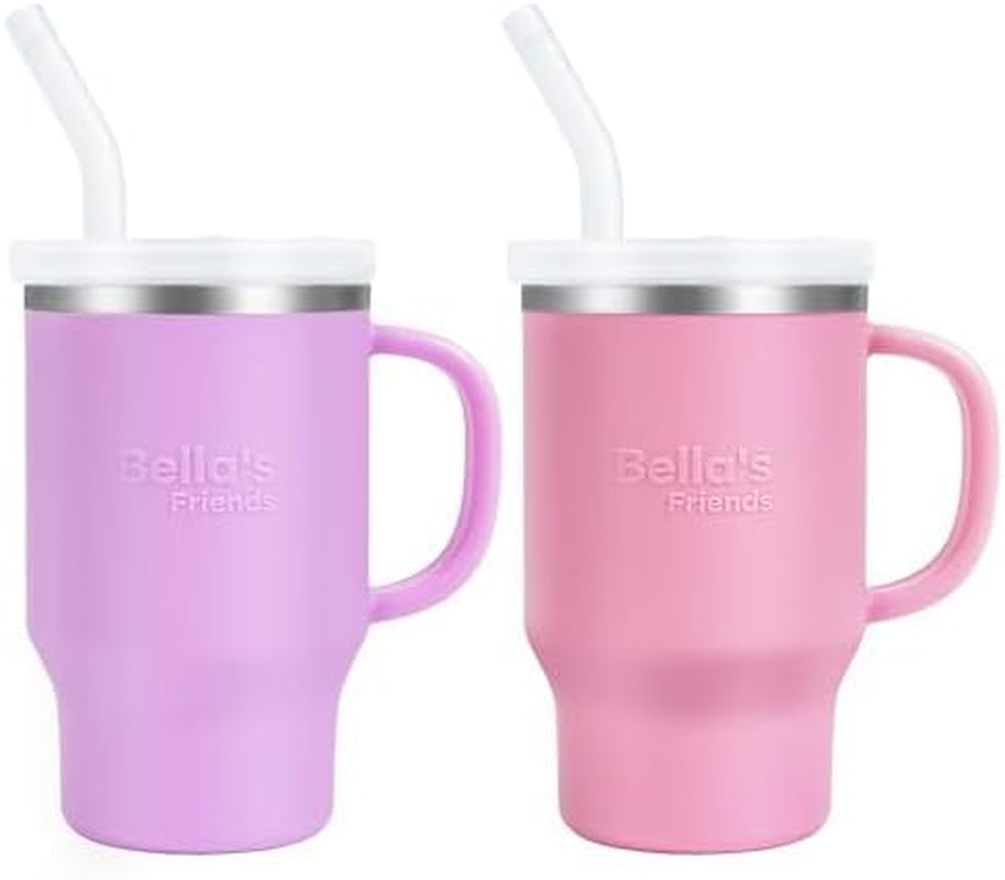 Sippy Cups for Toddlers 1-3, Spill-Proof 9Oz Stainless Steel Toddler Tumbler with Handle, Leak‑Proof Baby Straw Cups, My First Tumbler, Birthday Gifts for 1 Year Old Girls Boys, Bpa-Free, 2 Pack